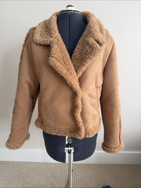 American Threads Jackets & Blazers - American Threads Faux Shearling Coat in Camel Brown